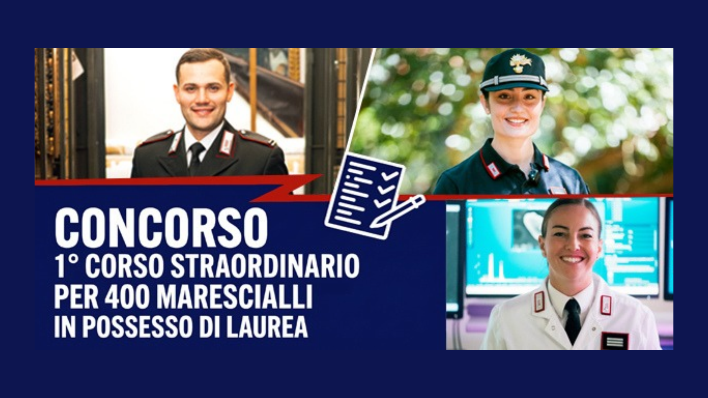 Opportunità per i laureati: al via il 1° concorso straordinario per 400 Allievi Marescialli dei Carabinieri
